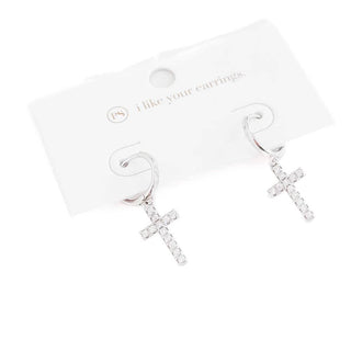 Taryn Diamond Cross Earrings: Gold - The Red Thread Boutique
