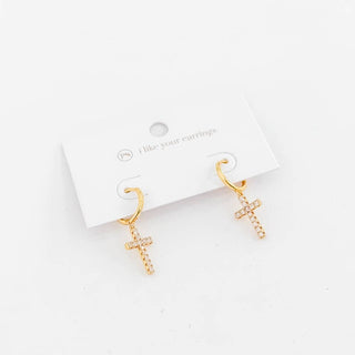 Taryn Diamond Cross Earrings: Silver - The Red Thread Boutique