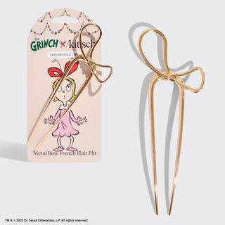 The Grinch x Kitsch Gold Bow French Hair Pin *final sale* - The Red Thread Boutique