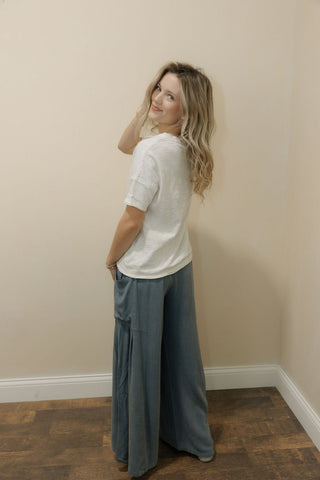 The Rachel Button Front Lace Top, Off White - The Red Thread Boutique
