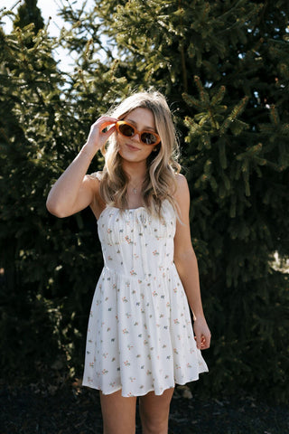 Tie Shoulder Floral Dress *final sale - The Red Thread Boutique