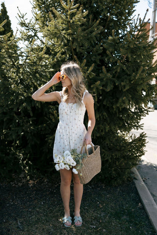 Tie Shoulder Floral Dress *final sale - The Red Thread Boutique