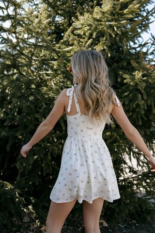 Tie Shoulder Floral Dress *final sale - The Red Thread Boutique