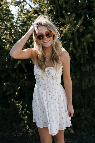 Tie Shoulder Floral Dress *final sale - The Red Thread Boutique