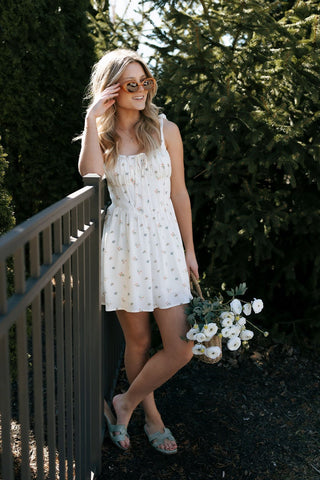 Tie Shoulder Floral Dress *final sale - The Red Thread Boutique