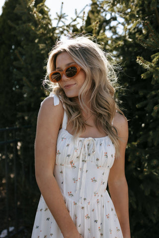 Tie Shoulder Floral Dress *final sale - The Red Thread Boutique