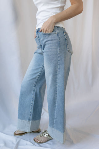 Tucson Two Toned Hem Seamed Slim Wide - The Red Thread Boutique