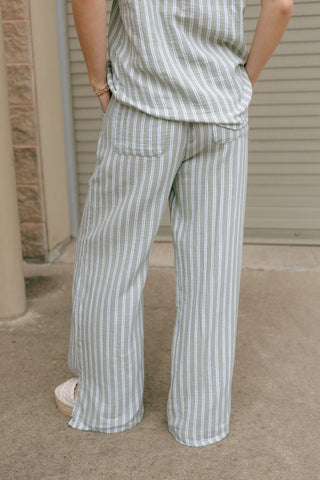 Verna Pants, Sage Stripe *final sale - The Red Thread Boutique