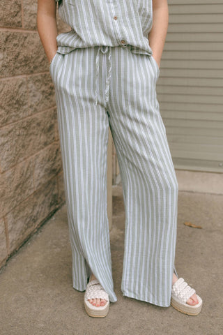 Verna Pants, Sage Stripe *final sale - The Red Thread Boutique