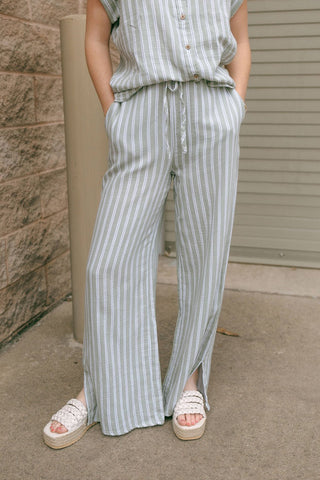 Verna Pants, Sage Stripe *final sale - The Red Thread Boutique