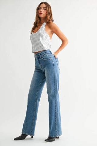 Waistband Detail Wide Leg - The Red Thread Boutique