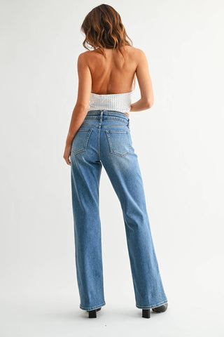 Waistband Detail Wide Leg - The Red Thread Boutique