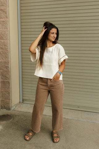 Washed Color Pants, Mocha - The Red Thread Boutique