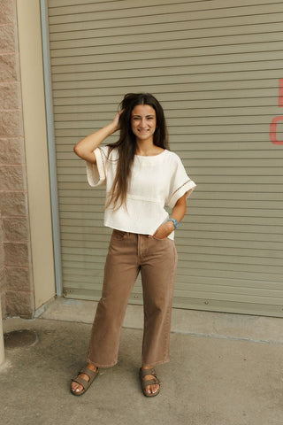Washed Color Pants, Mocha - The Red Thread Boutique