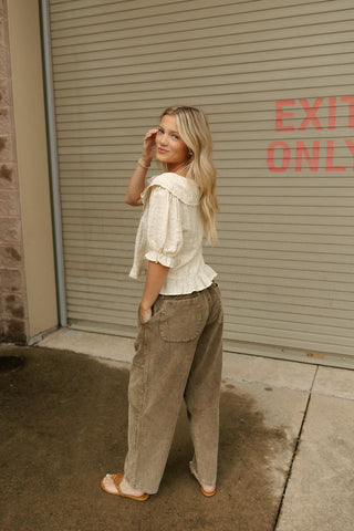 Washed Cord Pants, Olive *final sale* - The Red Thread Boutique