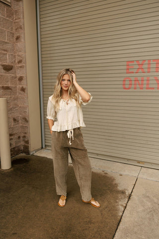 Washed Cord Pants, Olive *final sale* - The Red Thread Boutique