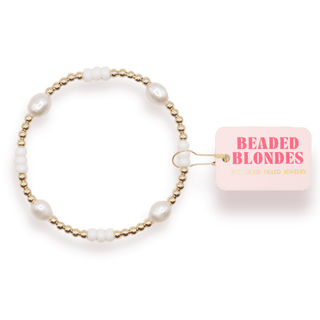 White Pearl Poppi Bracelet: Standard 6.75 inch - The Red Thread Boutique