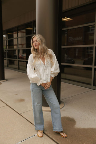 Willow Eyelet Top, Ivory *final sale - The Red Thread Boutique