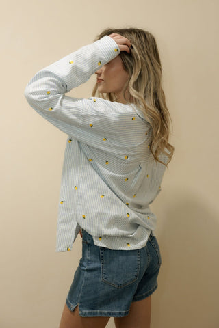 Willow Shirt, Lemon Stripe - The Red Thread Boutique