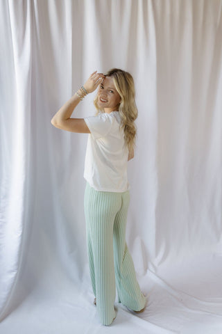 Z Supply Dawn Smocked Rib Pants, Sprout - The Red Thread Boutique
