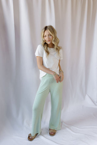 Z Supply Dawn Smocked Rib Pants, Sprout - The Red Thread Boutique