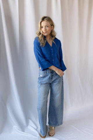 Z Supply Helena Shirt, Nautical - The Red Thread Boutique