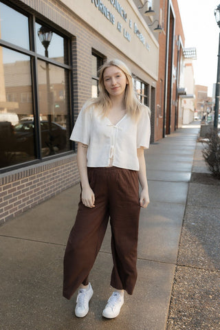 Z Supply Le Belle Linen Top, White - The Red Thread Boutique