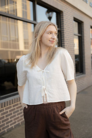 Z Supply Le Belle Linen Top, White - The Red Thread Boutique