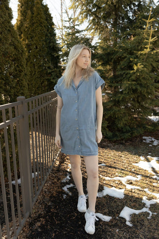 Z Supply Napa Denim Mini Dress, Shoreline - The Red Thread Boutique