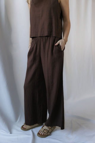 Z Supply Scout Linen Pants, Chocolate Cherry - The Red Thread Boutique