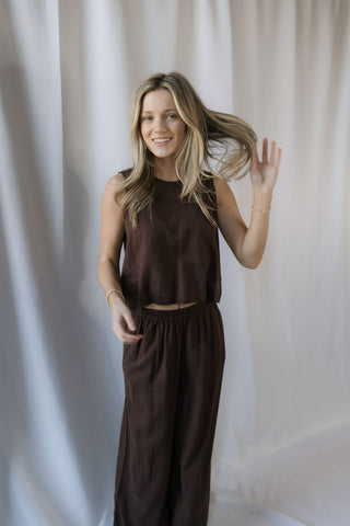 Z Supply Sloane Linen Top, Chocolate Cherry - The Red Thread Boutique