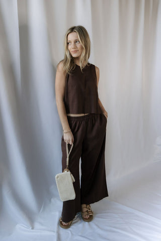 Z Supply Sloane Linen Top, Chocolate Cherry - The Red Thread Boutique