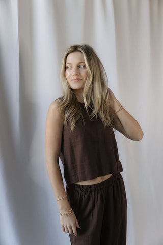 Z Supply Sloane Linen Top, Chocolate Cherry - The Red Thread Boutique