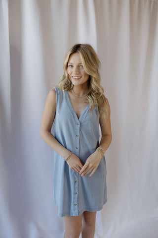 Z Supply Solace Denim Mini Dress, Ocean Air - The Red Thread Boutique