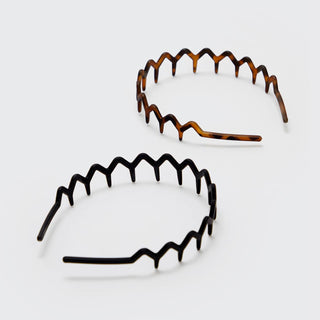 Zig Zag Headband 2pc, Black/Tort - The Red Thread Boutique